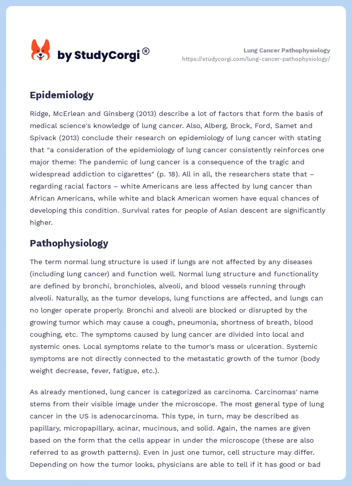 Lung Cancer Pathophysiology. Page 2
