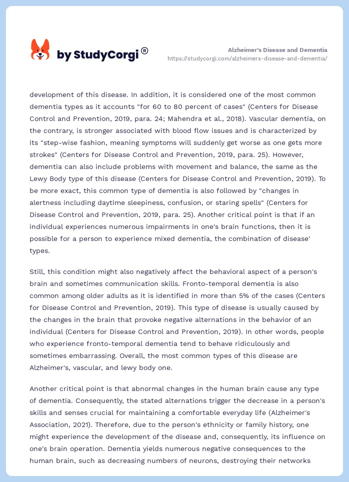 Alzheimer’s Disease and Dementia. Page 2