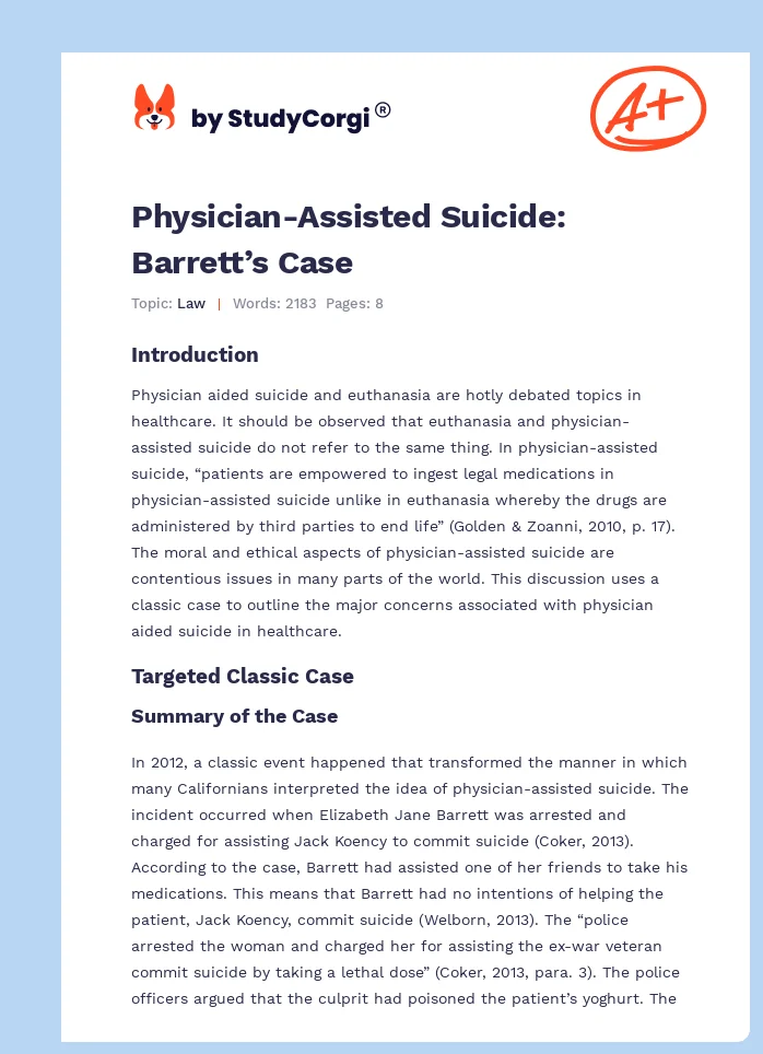Physician-Assisted Suicide: Barrett’s Case. Page 1
