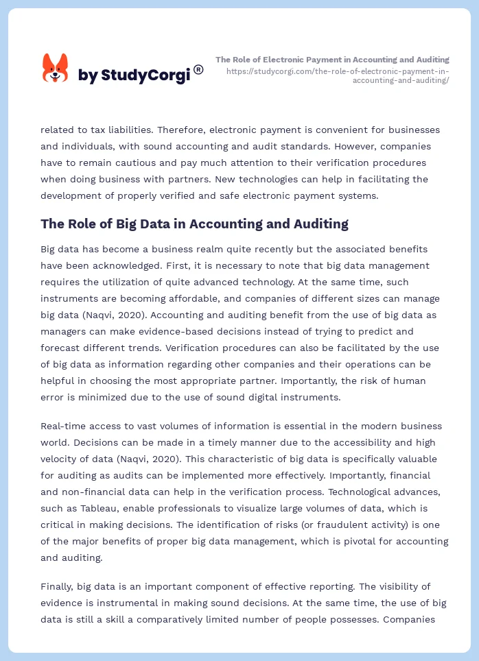 The Role of Electronic Payment in Accounting and Auditing. Page 2