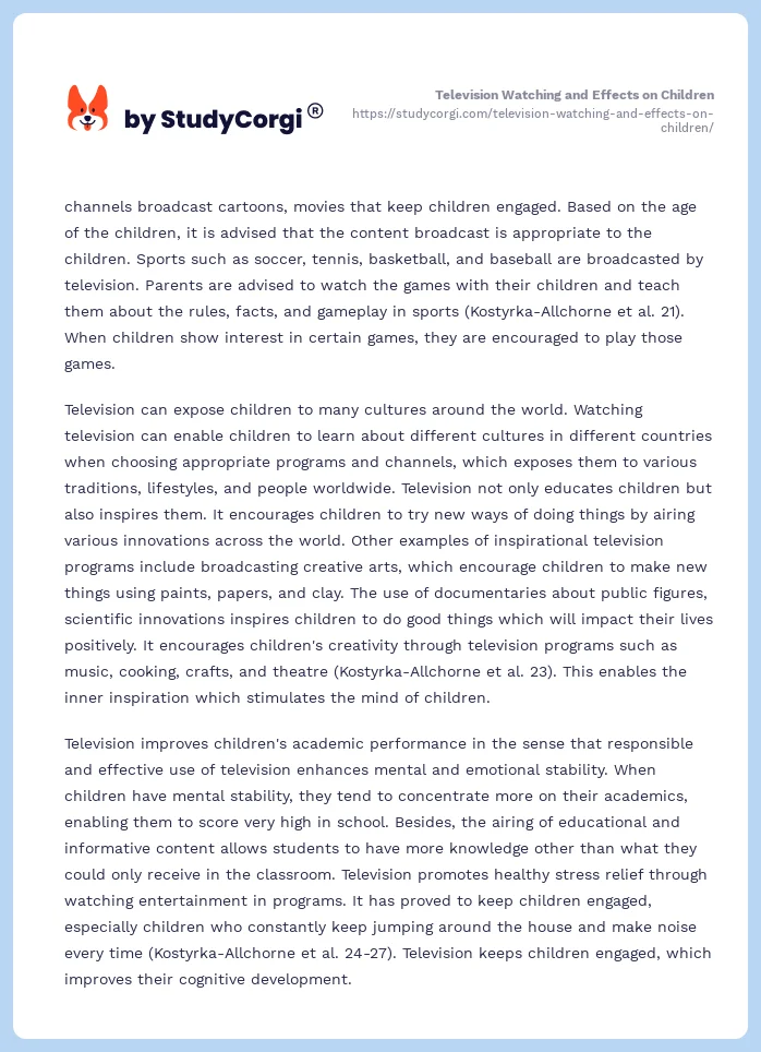 Television Watching and Effects on Children. Page 2