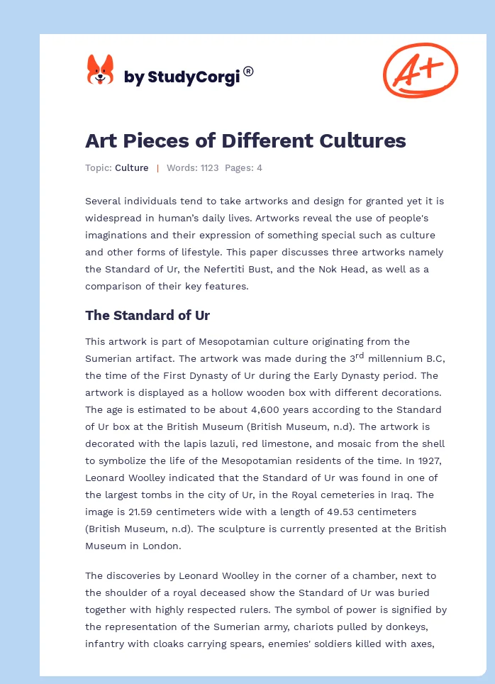 Art Pieces of Different Cultures. Page 1