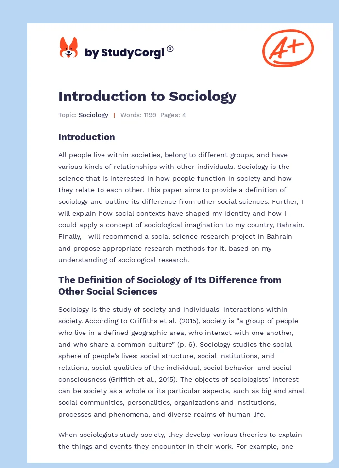Introduction to Sociology. Page 1