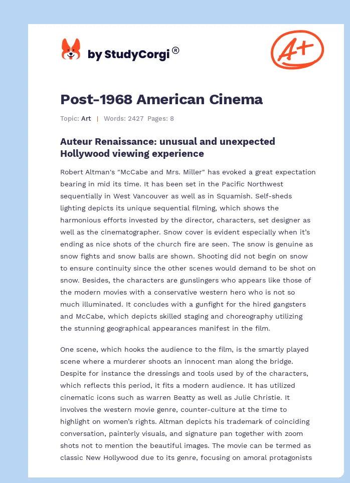 Post-1968 American Cinema. Page 1