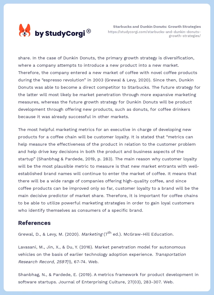 Starbucks and Dunkin Donuts: Growth Strategies. Page 2