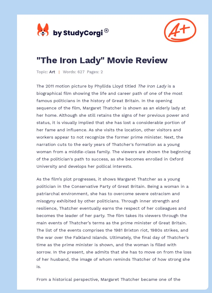 "The Iron Lady" Movie Review. Page 1