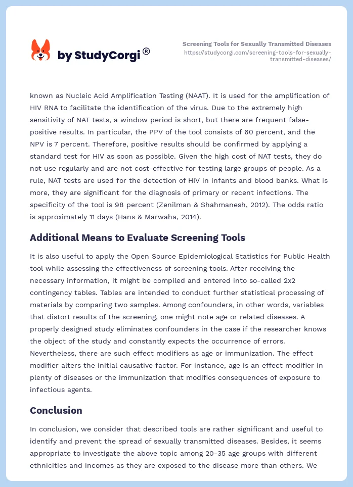 Screening Tools for Sexually Transmitted Diseases. Page 2