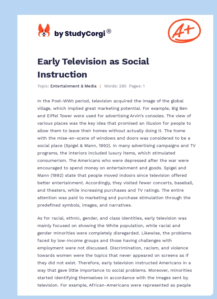 Early Television as Social Instruction. Page 1