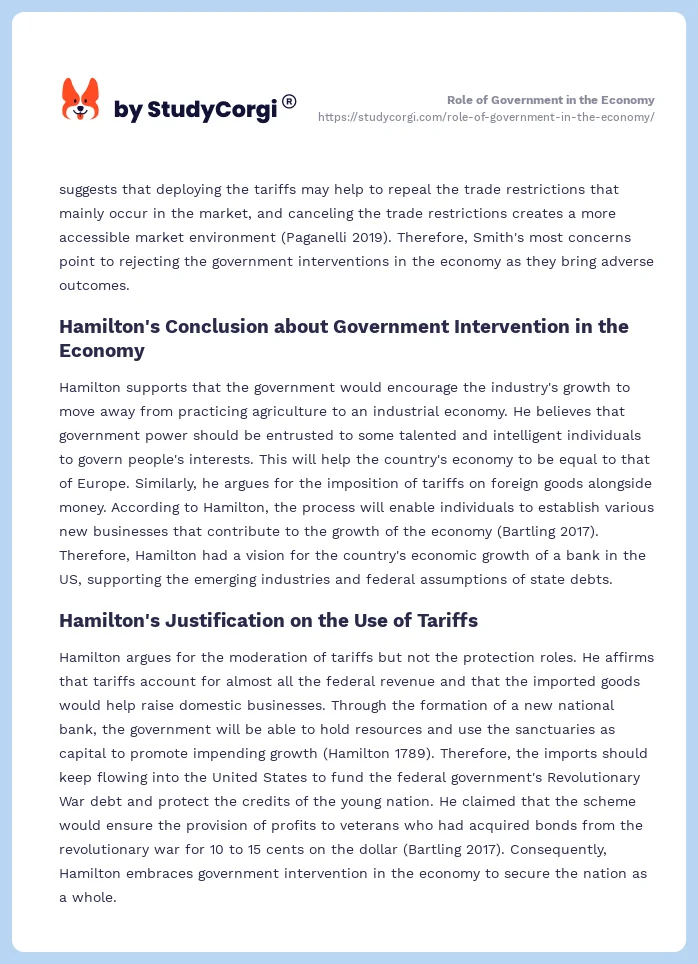 Role of Government in the Economy. Page 2