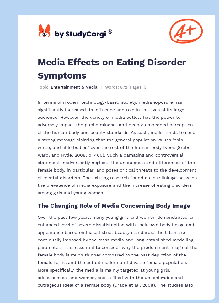Media Effects on Eating Disorder Symptoms. Page 1