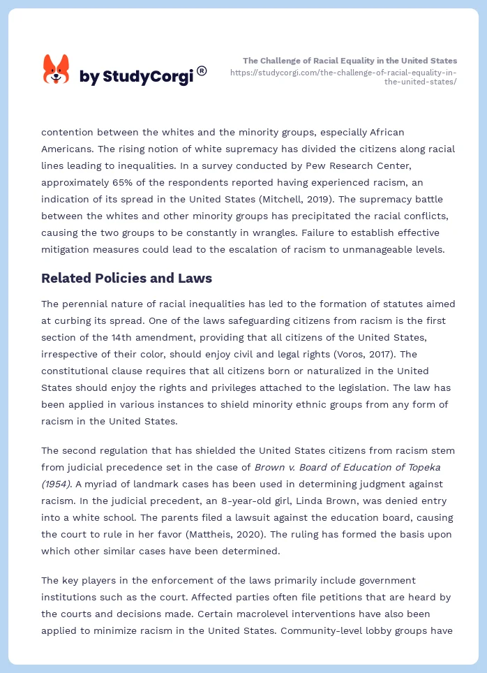 The Challenge of Racial Equality in the United States. Page 2