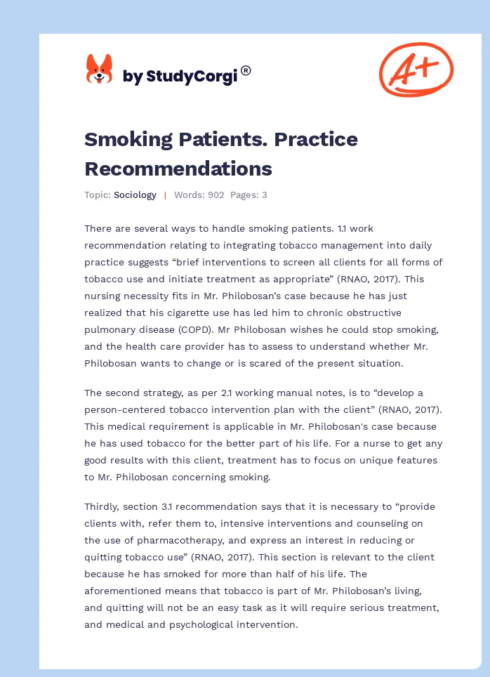 Smoking Patients. Practice Recommendations. Page 1