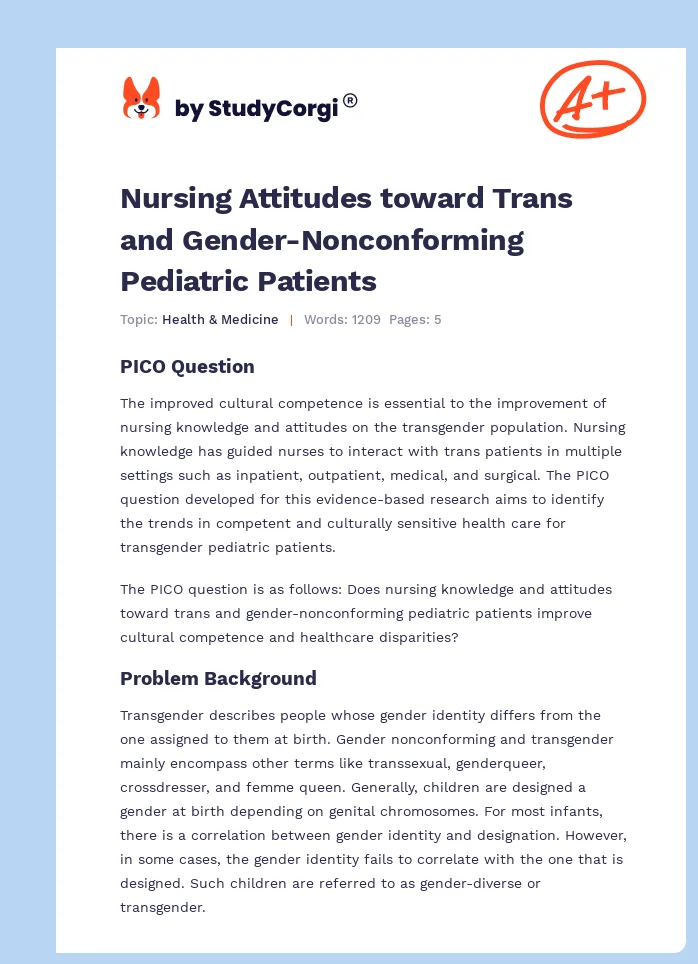 Nursing Attitudes toward Trans and Gender-Nonconforming Pediatric Patients. Page 1