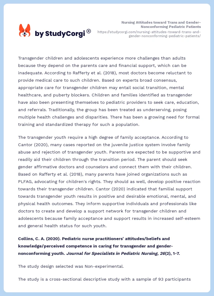 Nursing Attitudes toward Trans and Gender-Nonconforming Pediatric Patients. Page 2
