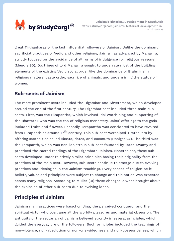 Jainism's Historical Development in South Asia. Page 2