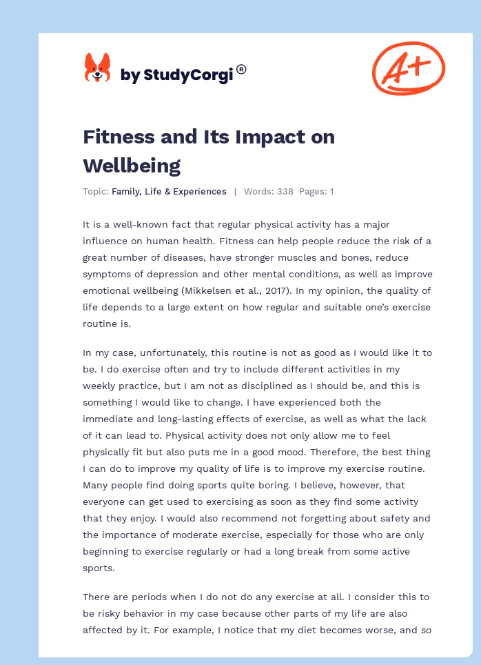 Fitness and Its Impact on Wellbeing. Page 1