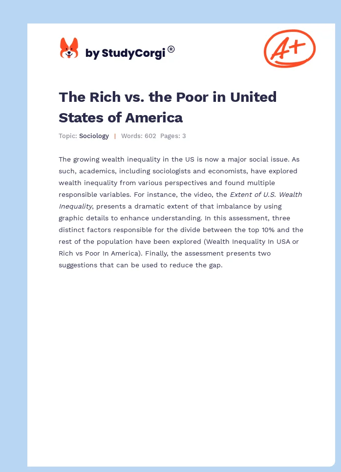 The Rich vs. the Poor in United States of America. Page 1