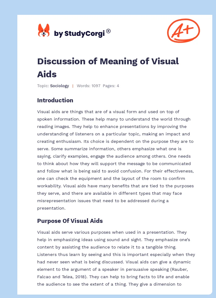 Discussion of Meaning of Visual Aids. Page 1