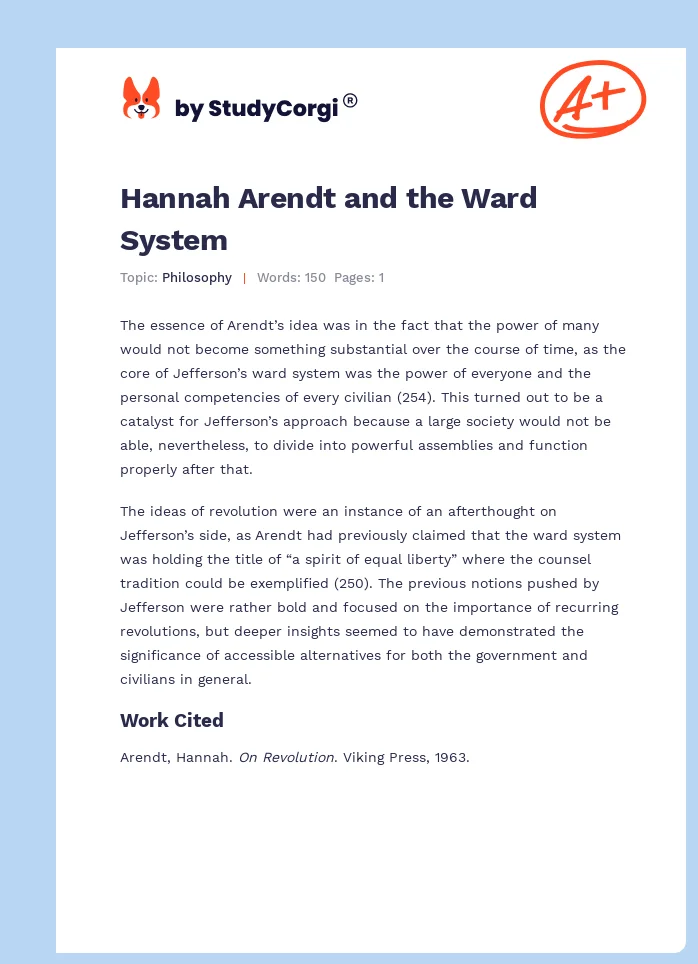 Hannah Arendt and the Ward System. Page 1