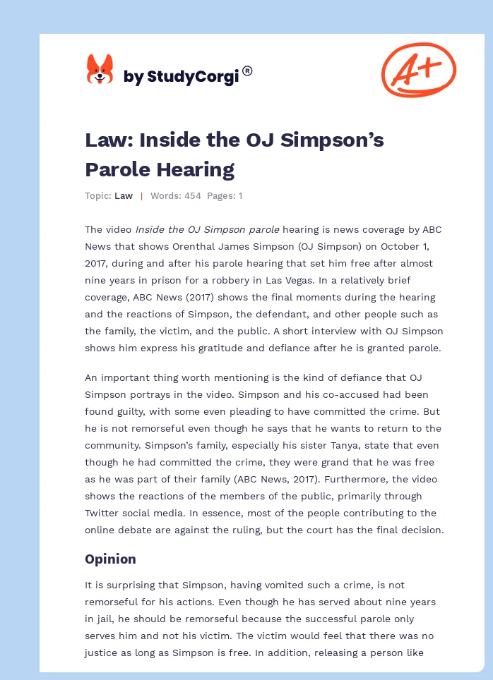 Law: Inside the OJ Simpson’s Parole Hearing. Page 1