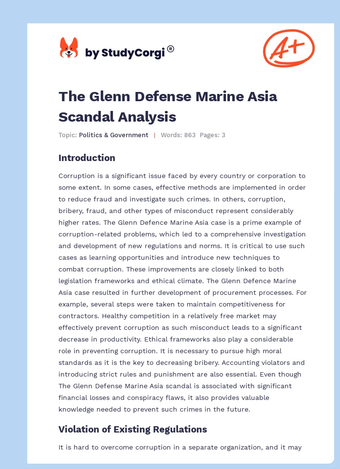 The Glenn Defense Marine Asia Scandal Analysis. Page 1