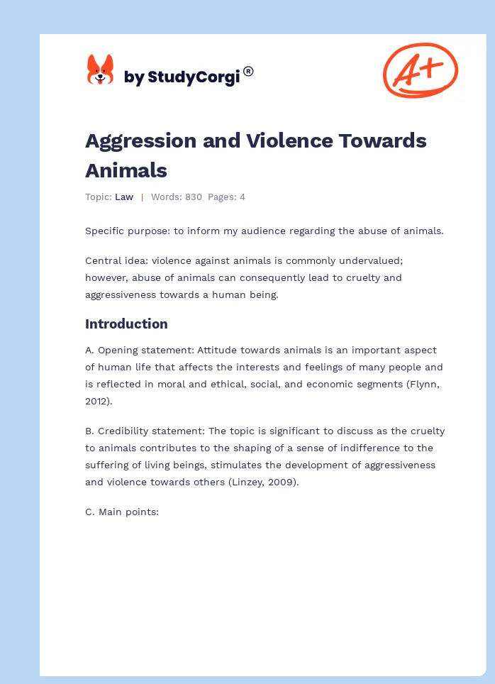 Aggression and Violence Towards Animals. Page 1