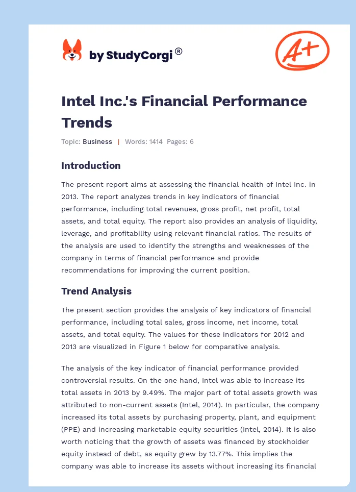 Intel Inc.'s Financial Performance Trends. Page 1