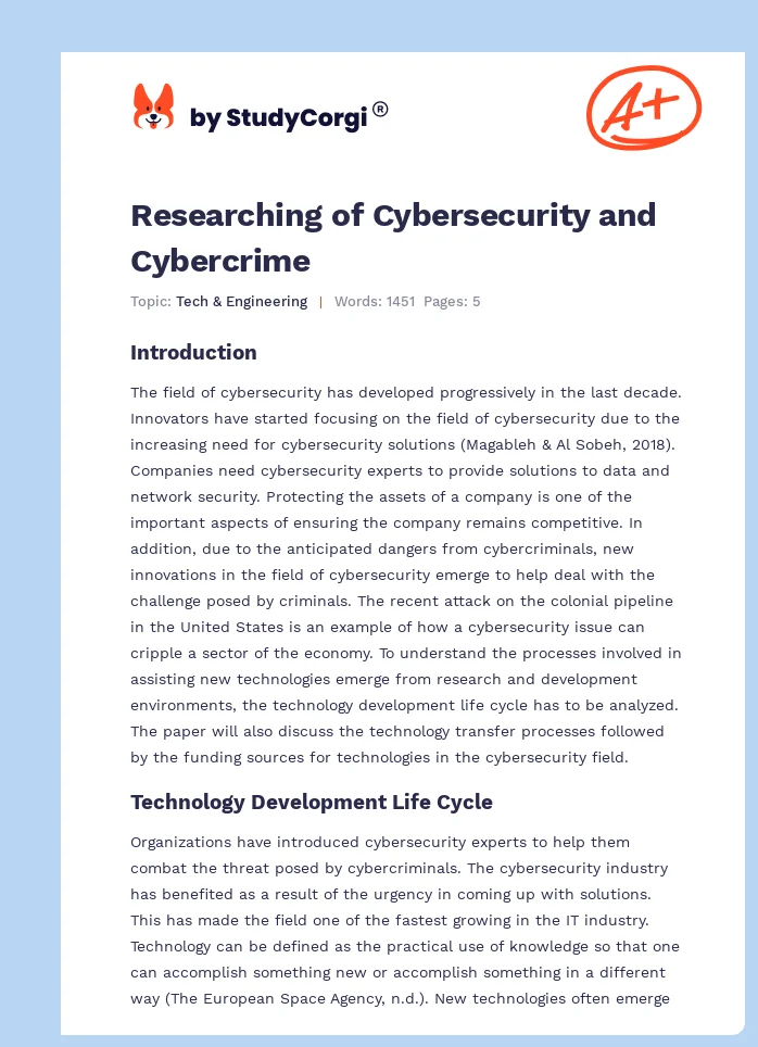 Researching of Cybersecurity and Cybercrime. Page 1