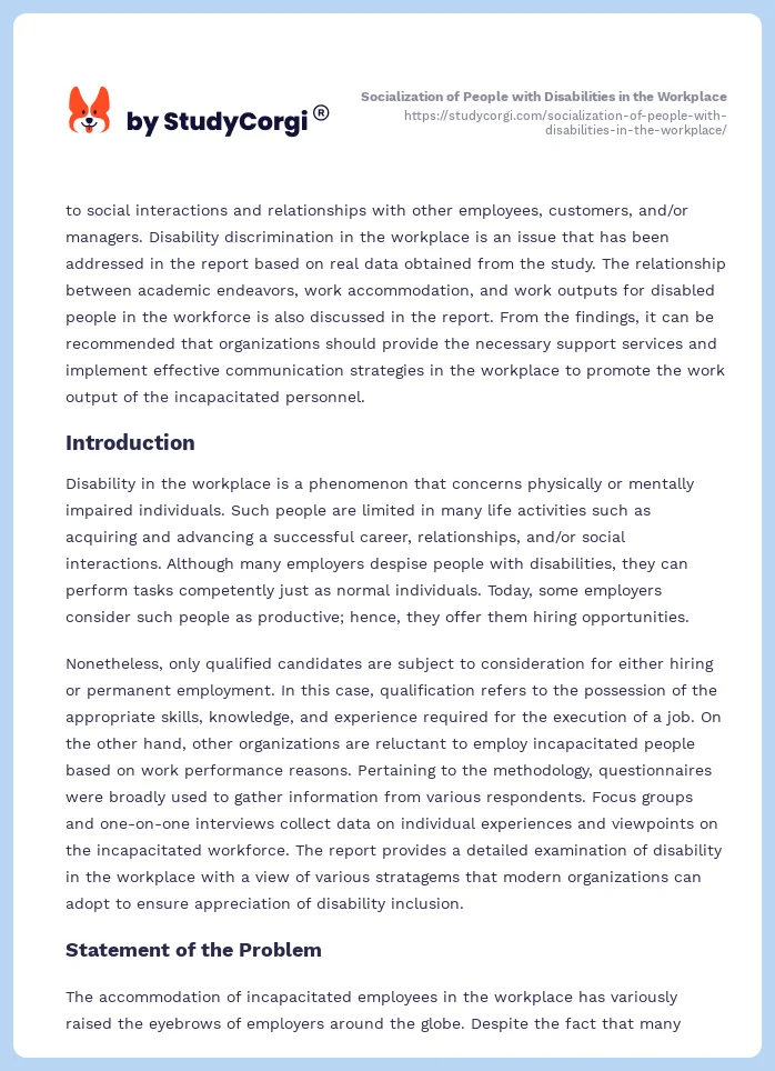 Socialization of People with Disabilities in the Workplace. Page 2