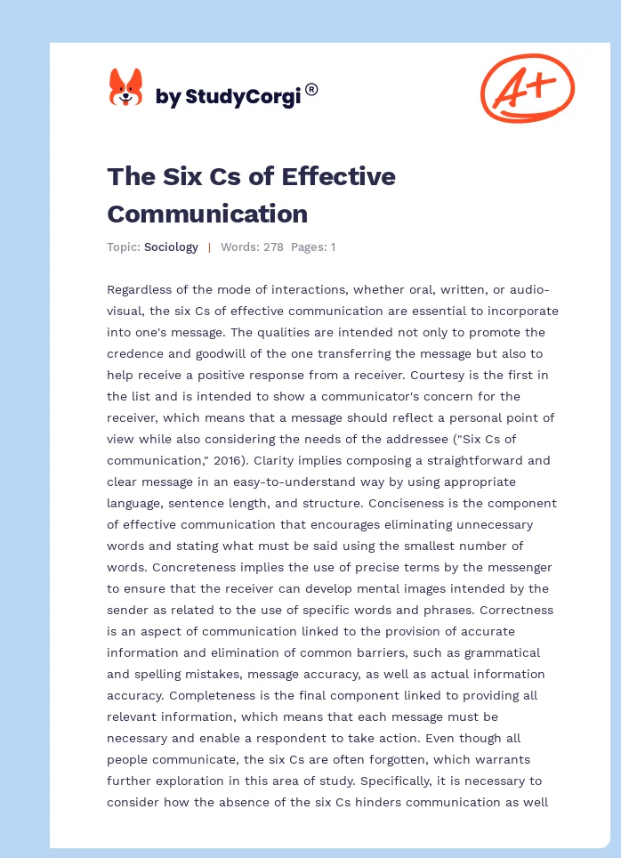 The Six Cs of Effective Communication. Page 1