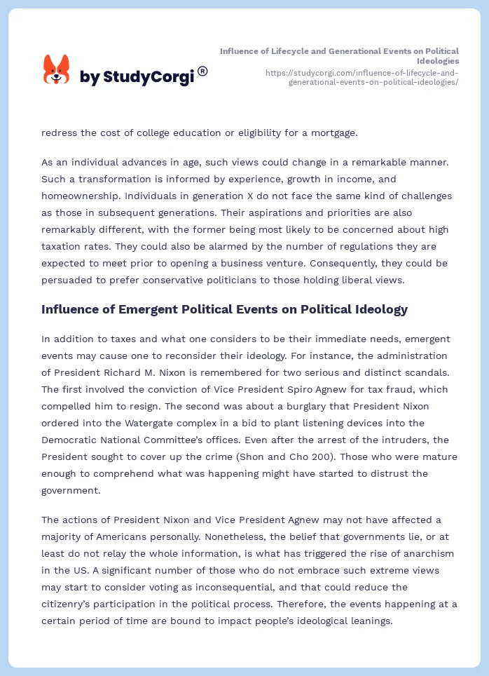 Influence of Lifecycle and Generational Events on Political Ideologies. Page 2