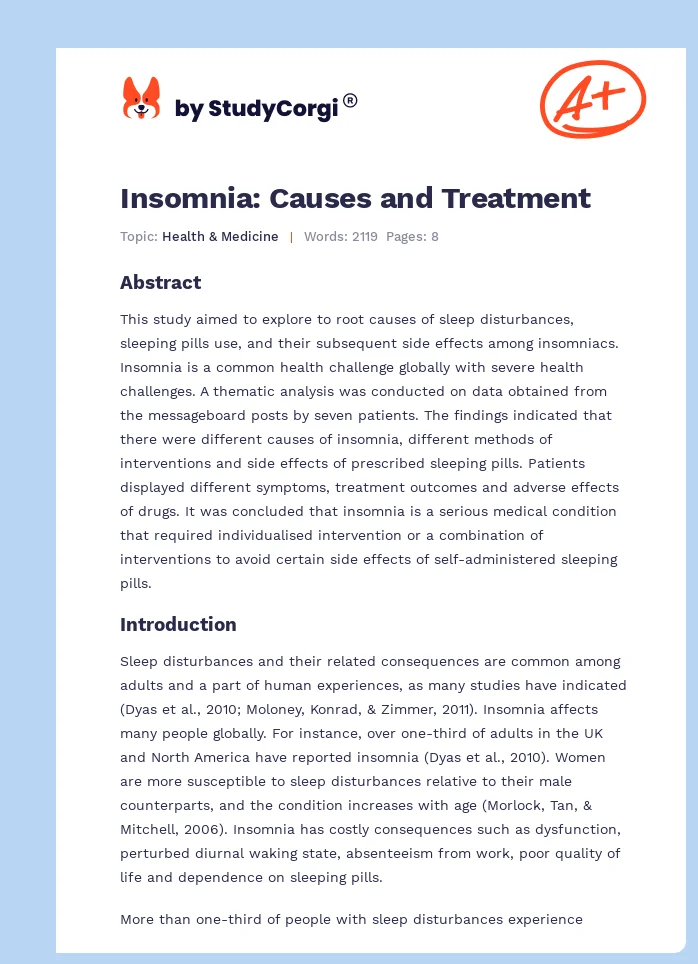 Insomnia: Causes and Treatment. Page 1