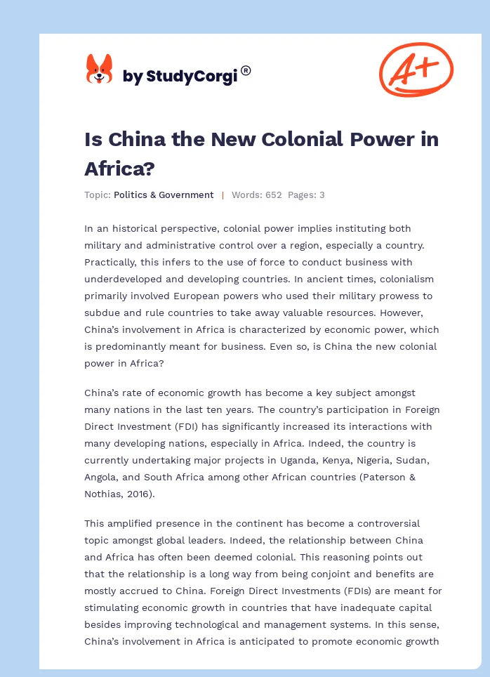 Is China the New Colonial Power in Africa?. Page 1