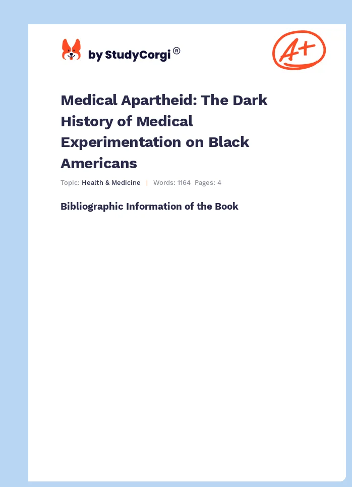 Medical Apartheid: The Dark History of Medical Experimentation on Black Americans. Page 1