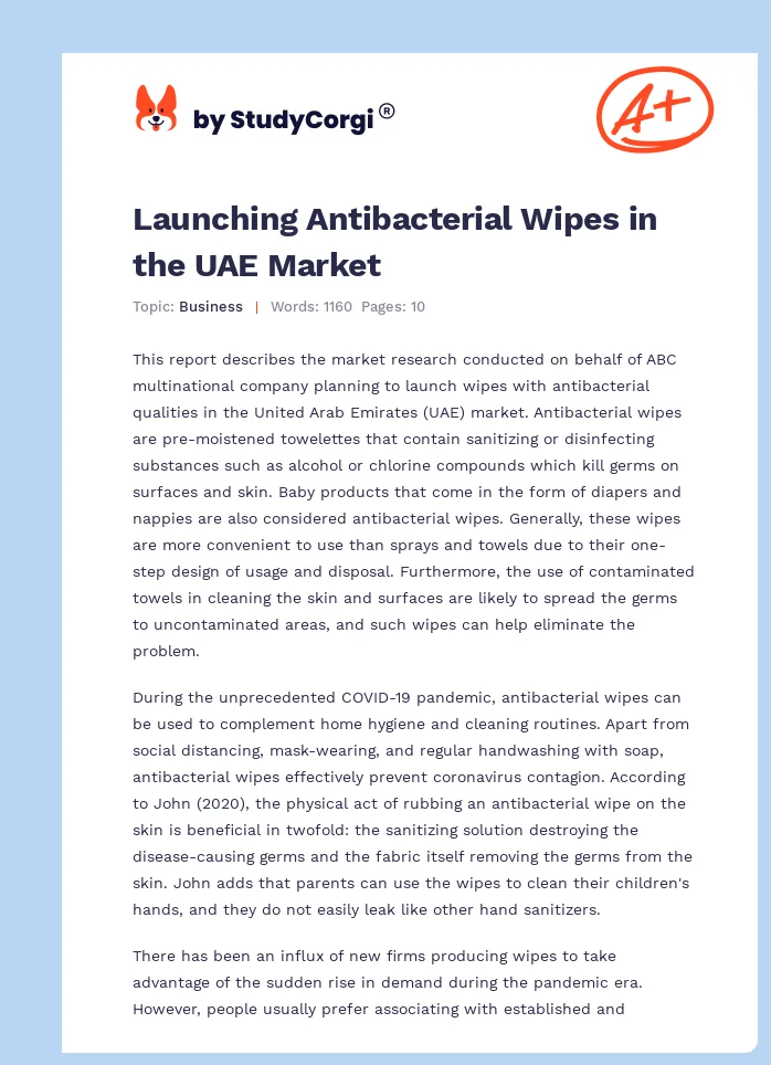 Launching Antibacterial Wipes in the UAE Market. Page 1