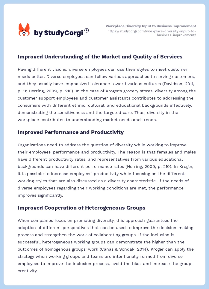 Workplace Diversity Input to Business Improvement. Page 2
