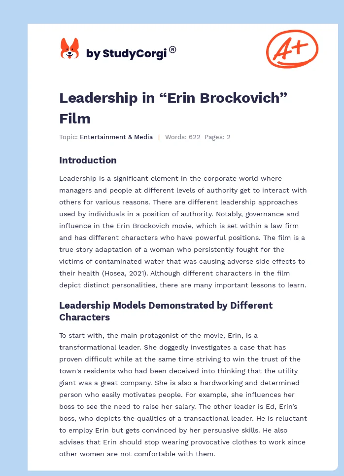 Leadership in “Erin Brockovich” Film. Page 1