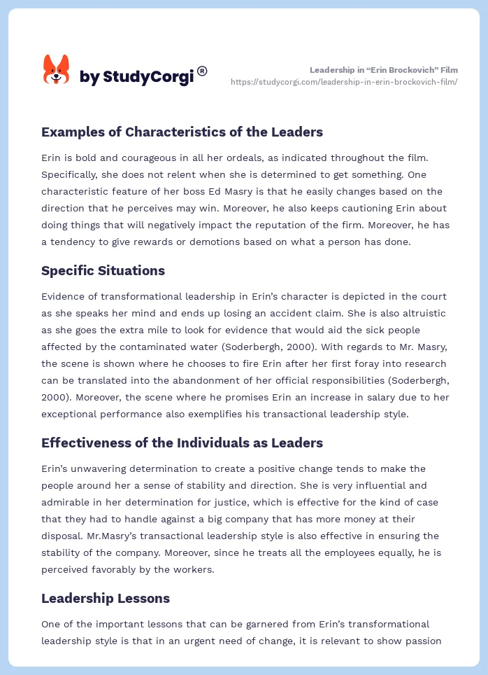 Leadership in “Erin Brockovich” Film. Page 2