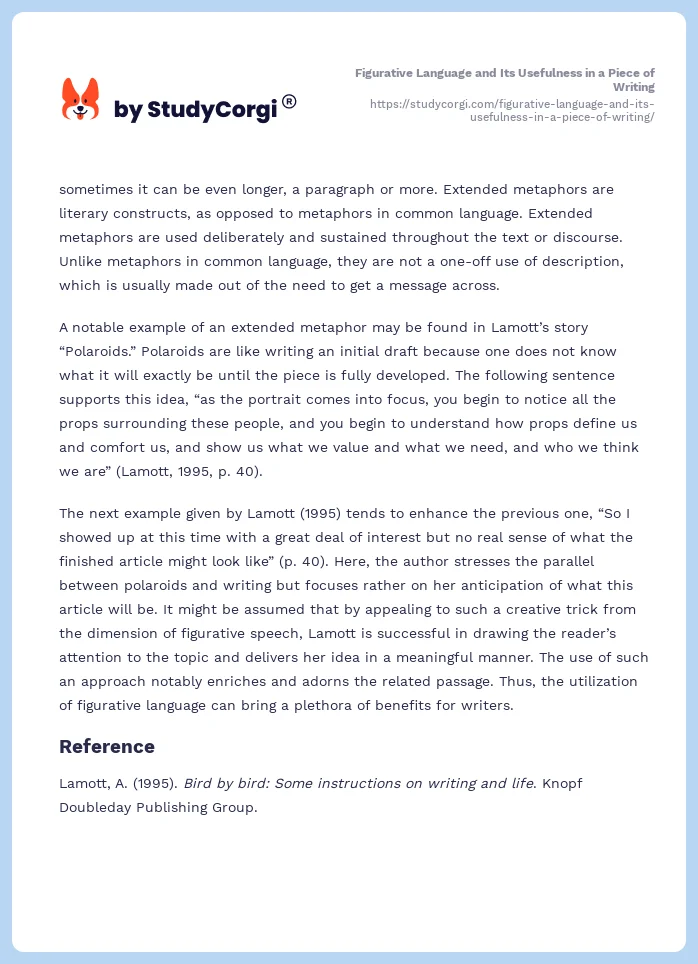 Figurative Language and Its Usefulness in a Piece of Writing. Page 2