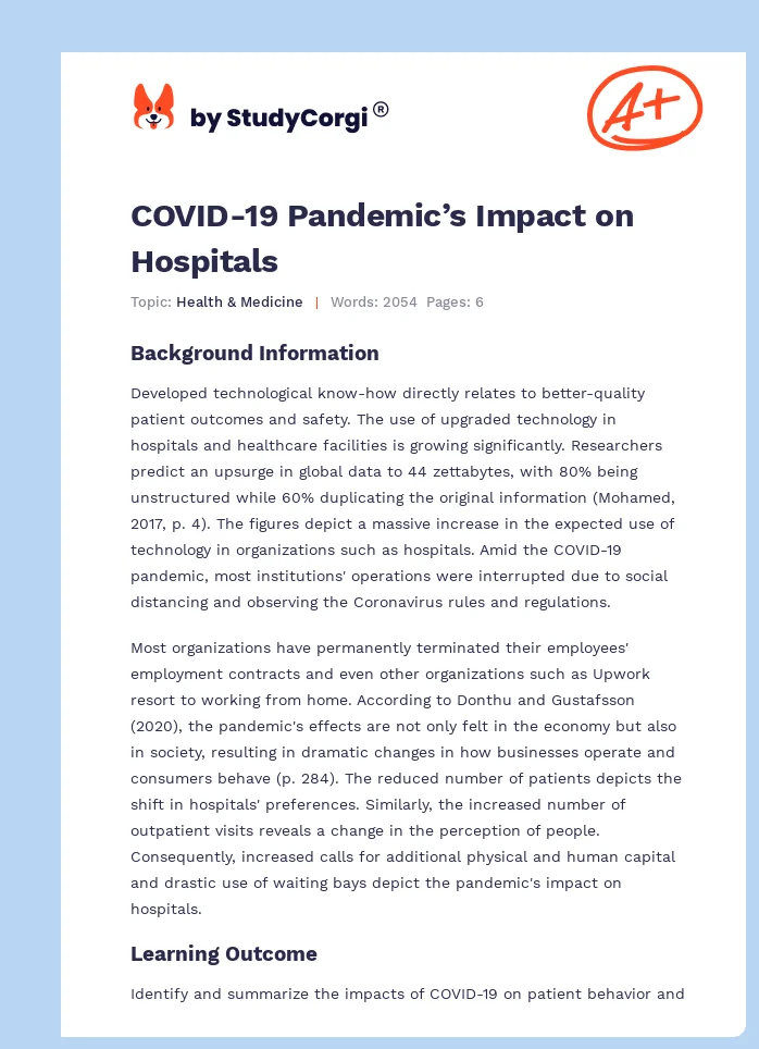 COVID-19 Pandemic’s Impact on Hospitals. Page 1