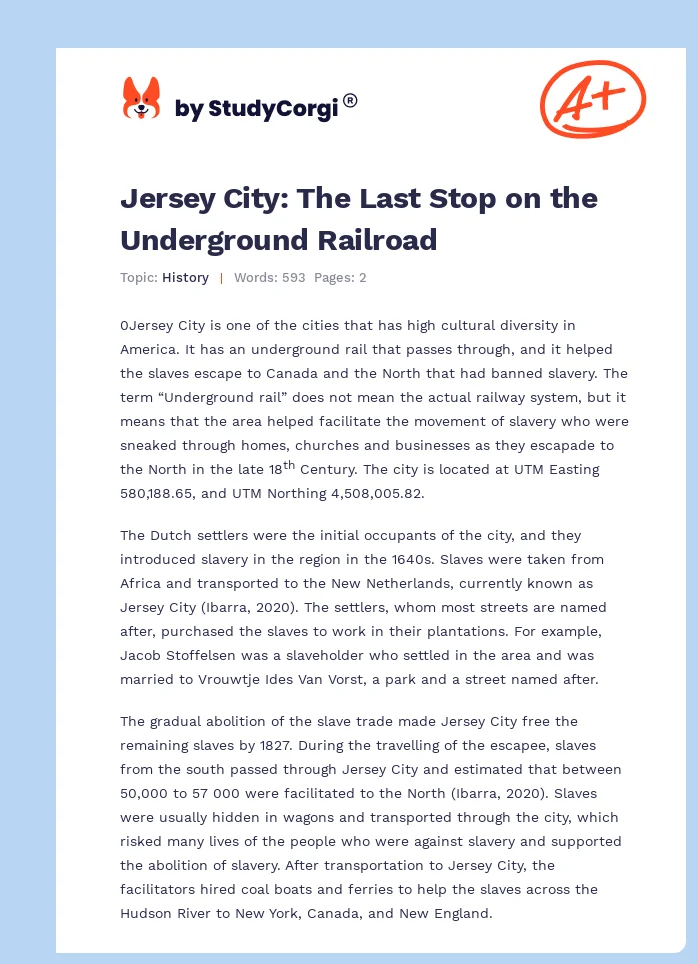Jersey City: The Last Stop on the Underground Railroad. Page 1