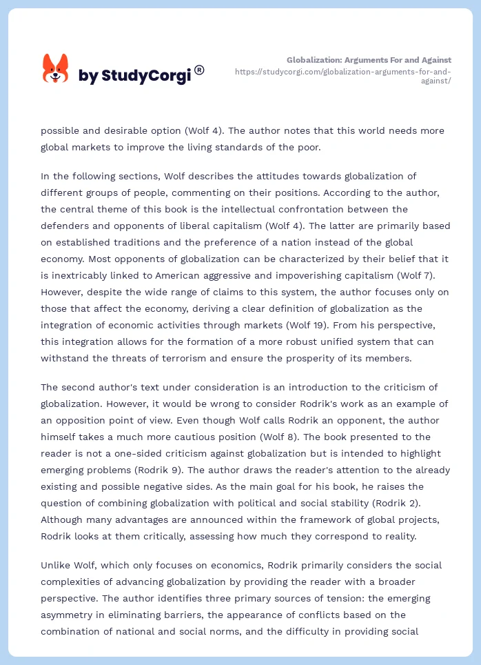 Globalization: Arguments For and Against. Page 2
