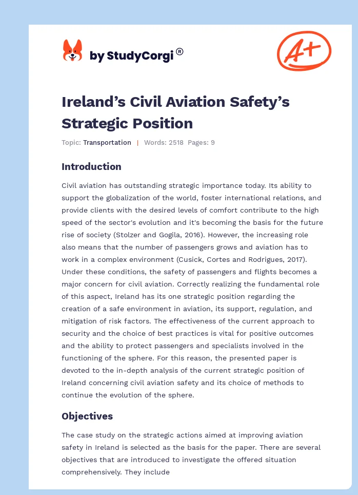 Ireland’s Civil Aviation Safety’s Strategic Position. Page 1