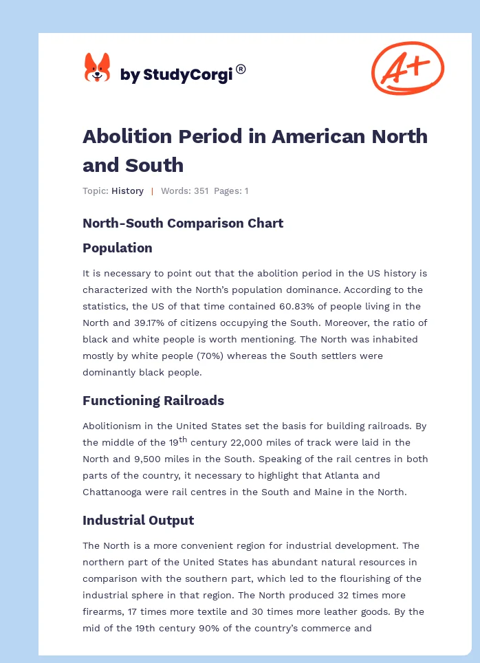 Abolition Period in American North and South. Page 1