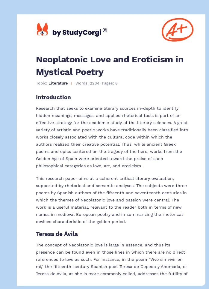 Neoplatonic Love and Eroticism in Mystical Poetry. Page 1