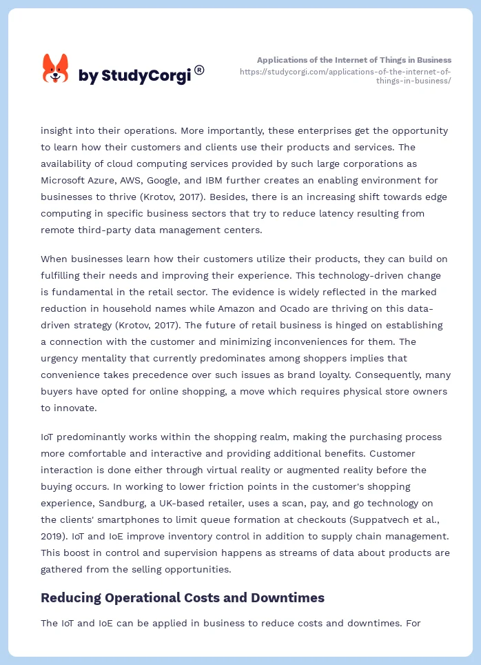 Applications of the Internet of Things in Business. Page 2