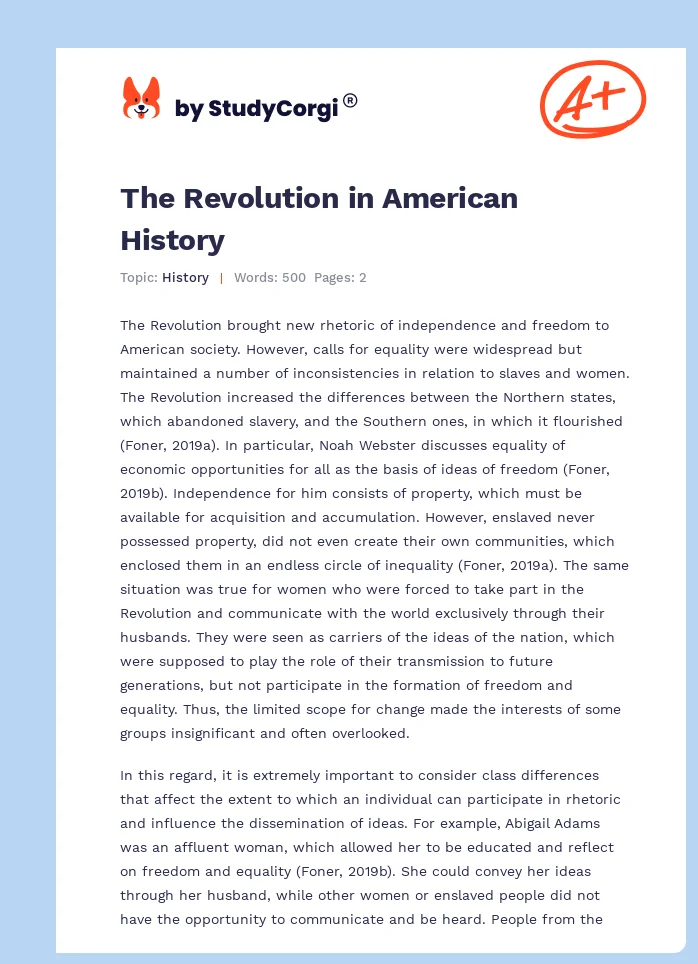 The Revolution in American History. Page 1
