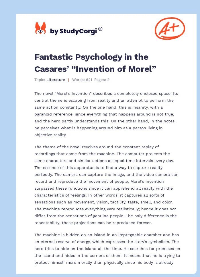 Fantastic Psychology in the Casares’ “Invention of Morel”. Page 1