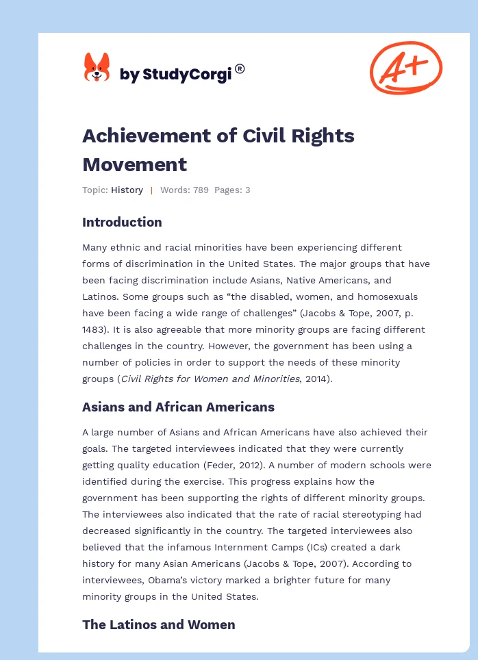 Achievement of Civil Rights Movement. Page 1