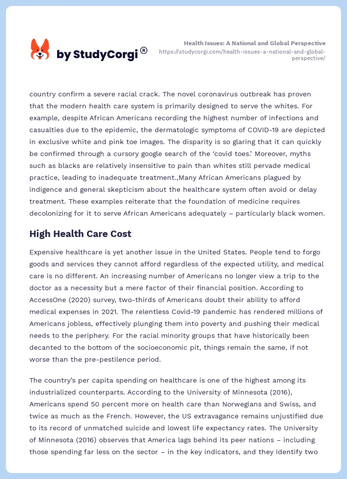 Health Issues: A National and Global Perspective. Page 2